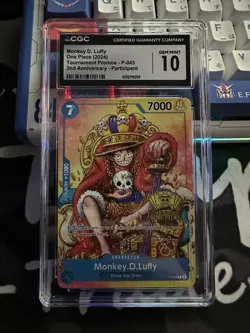 CGC 10 One Piece TCG Monkey D. Luffy 2nd Anniversary Stamped #P-043 Gem Mint - Image 1