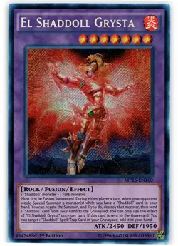 Yugioh! El Shaddoll Grysta - MP15-EN160 - Secret Rare - 1st Edition Near Mint, E - Image 1
