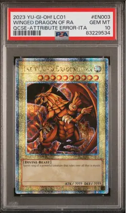 2023 YU-GI-OH! LC01 25TH #EN003 WINGED DRAGON OF RA QCSE-ATTRIB ERROR-ITA PSA 10 - Image 1