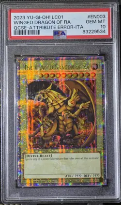 2023 YU-GI-OH! LC01 25TH #EN003 WINGED DRAGON OF RA QCSE-ATTRIB ERROR-ITA PSA 10 - Image 2