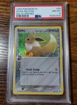 Eevee 68/113 PSA 8 Reverse Holo Delta Species Stamped 2005 Pokemon Card Graded - Image 1
