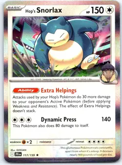 Hop's Snorlax 117/159 Rare Journey Together Pokemon Holo NM - Image 1