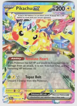PIKACHU EX 057/191 DOUBLE RARE SURGING SPARKS POKEMON HOLO NM/M - Image 1