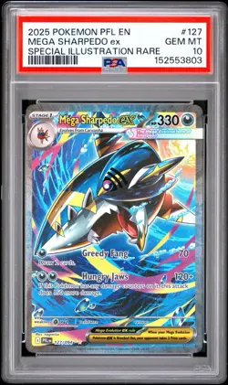 2025 Pokemon PFL Mega Sharpedo ex Special Illustration Rare #127/094 PSA 10 - Image 1