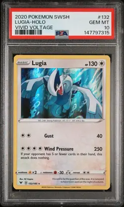 2020 Pokemon SWSH Vivid Voltage Lugia Holo 132/185 PSA 10 Gem Mint - Image 2