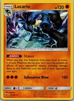 Lucario 71/147 Burning Shadows Pokemon TCG Holo R NM - Image 1