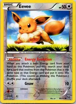 Eevee 80/111 Common Furious Fists Pokemon Reverse Holo NM - Image 1