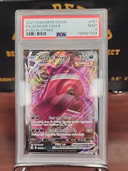 2021 Pokemon 🌸Fusion Strike🌸 Gengar VMAX #157 URFull Art PSA 9!!! 😈👅 - Image 1