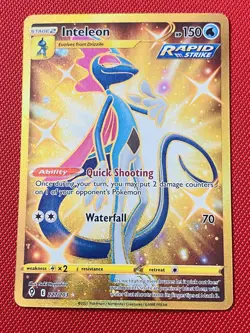Inteleon (Secret) 227/203 SWSH07: Evolving Skies Gold Pokemon Full Art NM - Image 1