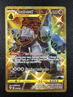 Pokemon Coalossal Secret Rare Full Art Holo 198/189 Darkness Ablaze Gold - Image 1