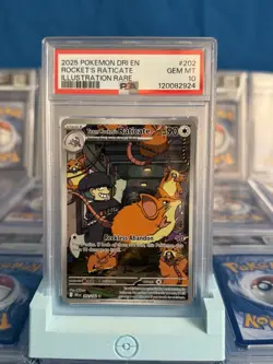 2025 POKEMON DESTINED RIVALS ILLUSTRATION RARE TEAM ROCKETS RATICATE PSA 10 #202 - Image 3