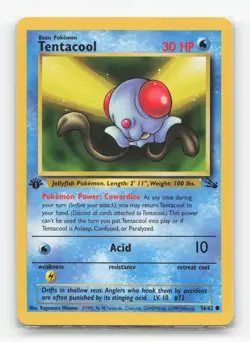 Pokemon TCG - Tentacool 56/62 Moderately Played Common Fossil 1st Edition - Image 1