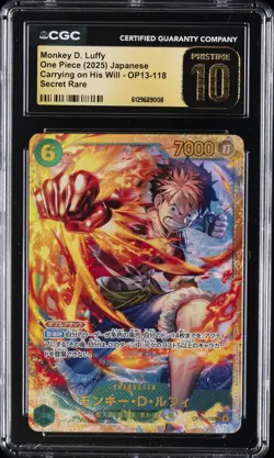 2025 ONE PIECE JAPANESE #OP13-118 MONKEY D. LUFFY CGC 10 PRISTINE - Image 1