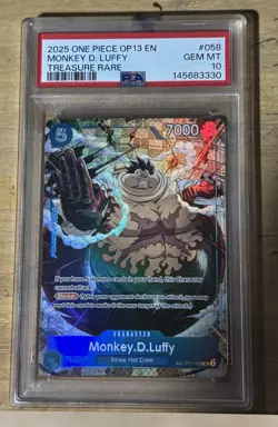 2025 One Piece Monkey D. Luffy Treasure Rare #OP11-058 PSA 10 GEM MINT - Image 1