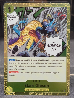 OP12-117 Slam Gibson FOIL Rare Legacy of the Master One Piece NM R Yellow Card - Image 1