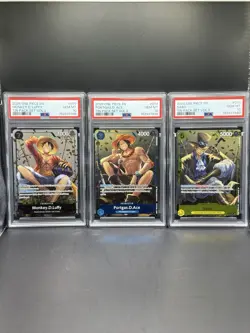 2026 One Piece Tin Pack Vol. 2 Sequential PSA 10 Promo Set - Luffy, Ace, Sabo - Image 1