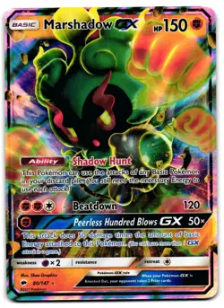 Marshadow GX 80/147 - Burning Shadows Rare GX Pokemon TCG Holo - LP Card - Image 1