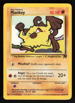 Pokemon Team Rocket #61/82 Mankey Card TCCCX - Image 1