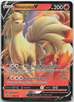 Ninetales V 026/192 SWSH02: Rebel Clash Pokemon Card NM - Image 1