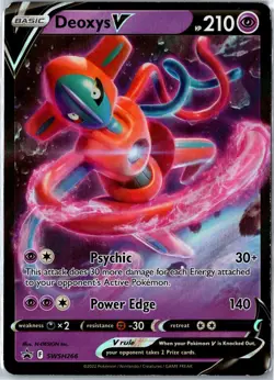 Pokemon Card - Deoxys V Sword & Shield Promo SWSH266 Promo Holo Heavily Played - Image 1