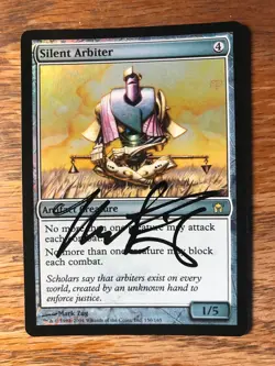 Magic the Gathering MTG foil Silent Arbiter Fifth Dawn signed by Artist NM - Image 1