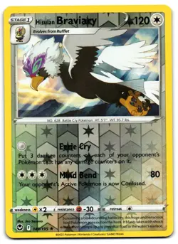 Hisuian Braviary 149/195 - Silver Tempest Pokemon TCG Reverse Holo - LP Card - Image 1