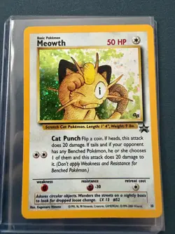 Pokemon 1999 Meowth holo Promo WoTC Promo 10/53 LP - Image 1