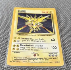 RARE Pokemon TCG Zapdos HOLO Base Set 16/102 Wizards WOTC 1999 Played - Image 2