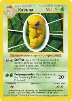 Pokemon TCG - Kakuna - 33/102 - Uncommon (Shadowless) - Base Set [Near Mint] - Image 1