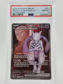 2025 Pokemon Rocket’s Mewtwo ex Ultra Rare #213 PSA 10 GEM MINT DRI EN - Image 1