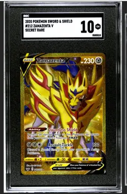 Zamazenta V Sword & Shield Base 212/202 Holo Secret Rare SGC 10 GEM MINT Pokemon - Image 1