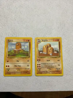 Dugtrio & Diglett - Pokemon Base Set Rare & Common- Good Condition- Ships Free! - Image 1