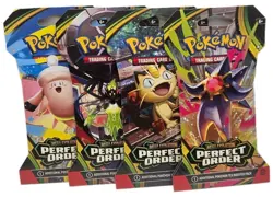 Pokemon Mega Evolution Perfect Order Sleeved Booster 4-Pack Bundle Full Art Set - Image 1