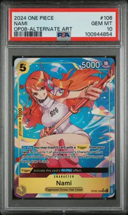 2024 One Piece Op08 Two Legends Nami #106 OP08-106 Alt AA PSA 10 - Image 1