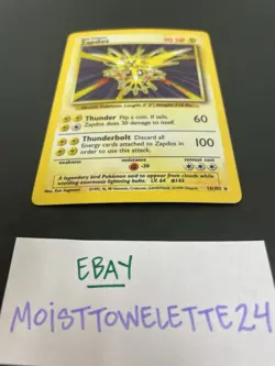Pokemon TCG Zapdos Base Set Holo Unlimited Rare Card 16/102 - Image 2