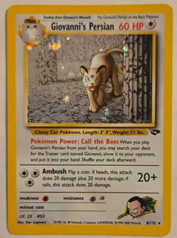 Giovanni's Persian Gym Challenge 8/132 Holo Rare Pokemon Card - Image 1