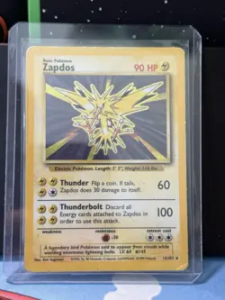 Pokemon TCG Zapdos Base Set Holo Unlimited Rare Card 16/102 - Image 1