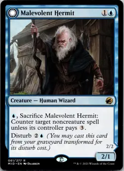 Malevolent Hermit 61 Rare Innistrad: Midnight Hunt MTG NM - Image 1