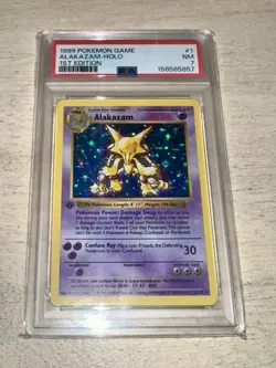 Pokemon TCG 1999 Base Set Shadowless 1st Edition Alakazam Holo PSA 7 1/102 - Image 1