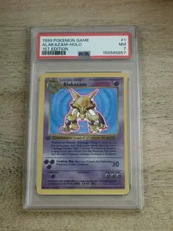 Pokemon TCG 1999 Base Set Shadowless 1st Edition Alakazam Holo PSA 7 1/102 - Image 3