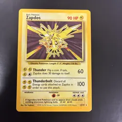 1999 WOTC Pokemon TCG Base Set Zapdos Holo 16/102 Mp - Image 1