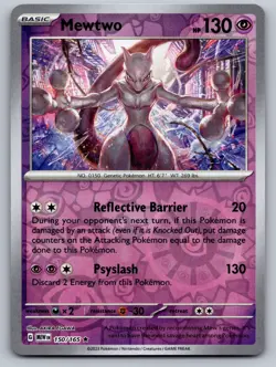 Mewtwo 150/165 Rare 151 Pokemon Reverse Holo Near Mint - Image 1