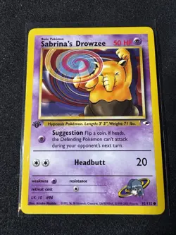 Pokemon 1st Ed. Gym Heroes Common Sabrina's Drowzee 92/132 - Near Mint (NM) - Image 1
