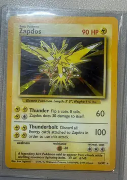 Wizards Pokemon TCG Zapdos 16/102 Base Set Holo Rare Unlimited 1999 90HP - Image 1