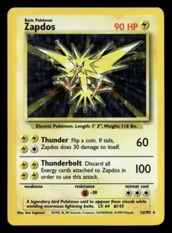 Pokemon Base Set #016/102 Zapdos Holo - Image 1