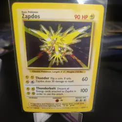 Pokemon TCG Base Set Zapdos Holo Rare 16/102 90 MP Unlimited English 1999 WotC - Image 1