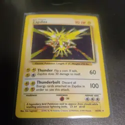 Pokemon TCG Base Set Zapdos Holo Rare 16/102 90 MP Unlimited English 1999 WotC - Image 3