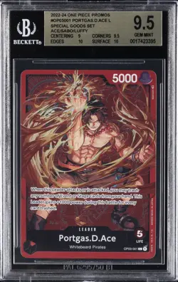 2022-24 ONE PIECE PROMOS #OP03001 PORTGAS.D.ACE BGS 9.5 - Image 1