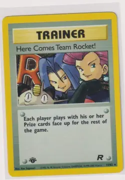 HERE COMES TEAM ROCKET TRAINER CARD 1ST EDITION HOLO 15/82 WOTC VINTAGE POKEMON - Image 1