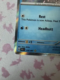 Pokemon TCG Slowpoke SV: Paldean Fates 116/091 Shiny Rare Holo Basic 70 HP EN - Image 4